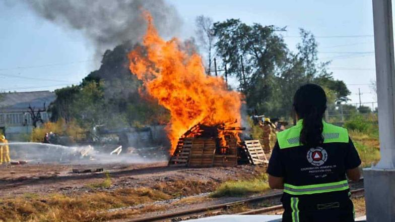 Realizan simulacro de incendio en Aceites del Mayo